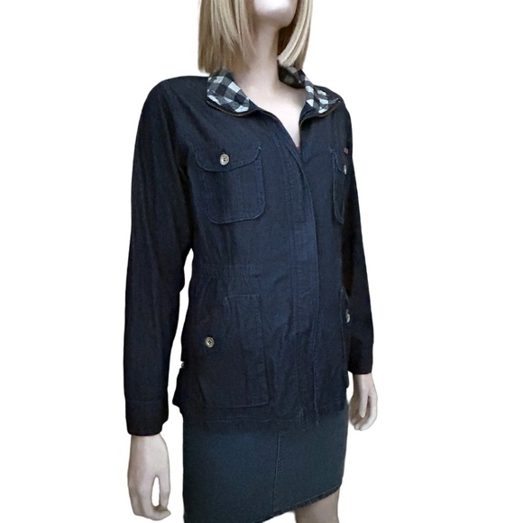 JR by JAR Denim Field Jacket Utility Coat 100% Cotton Full Zip Front Monogrammed - Picture 2 of 15